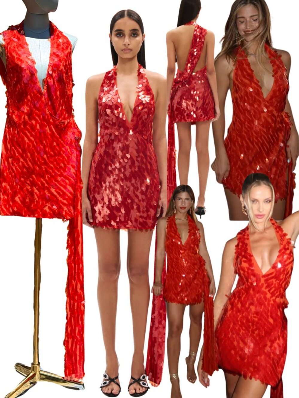 🆕 MISHA COLLECTION 🧿 NWOT Red Sapphire Sequins Mini Dress, Sz L - US 8